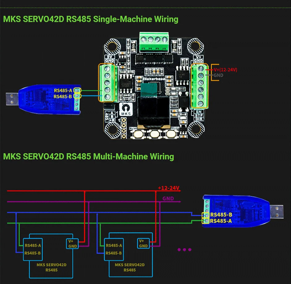 Makerbase MKS SERVO42D NEMA17 Closed Loop Stepper Motor Driver CNC 3D Printer For Gen_L FOC Quiet and Efficient