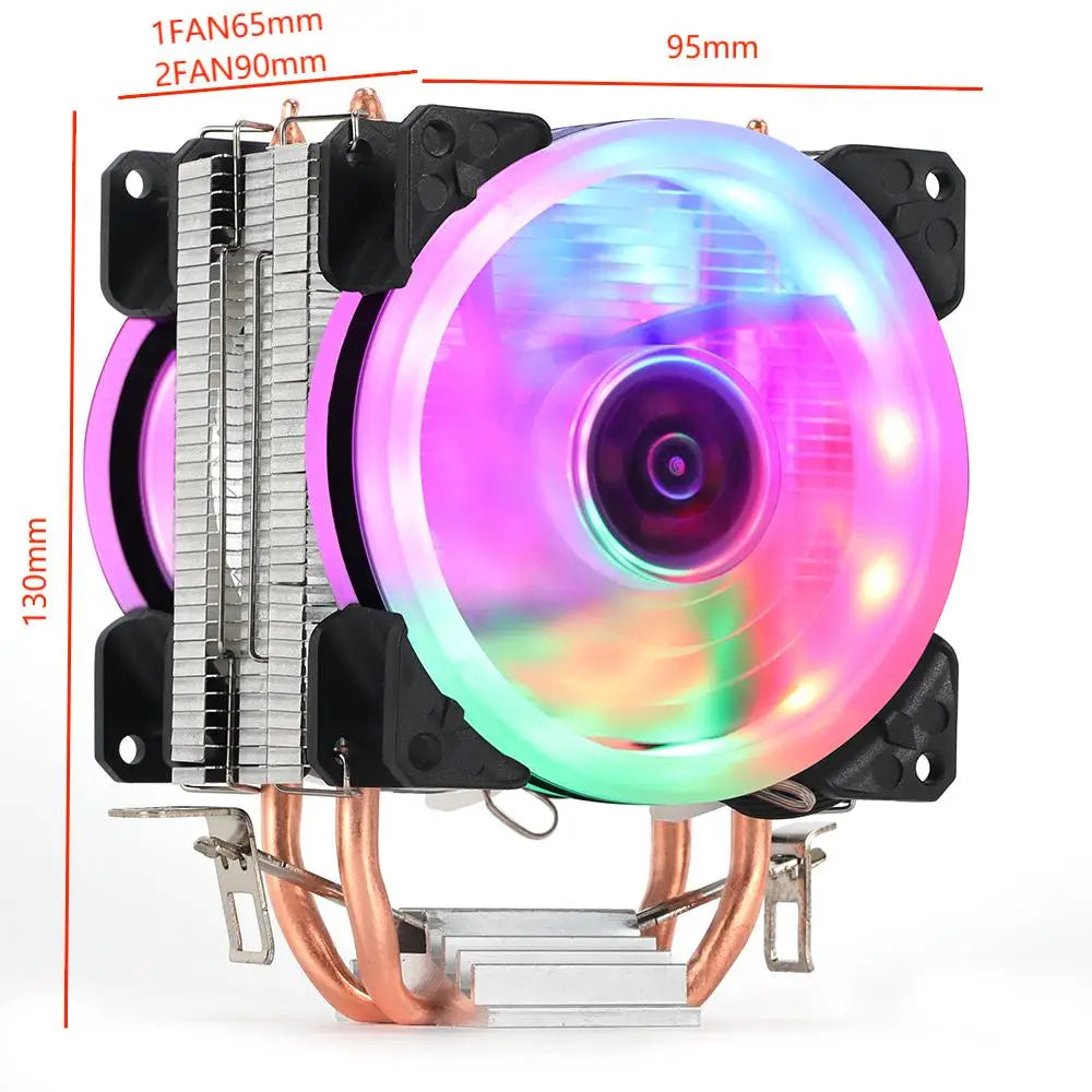 2 Heat Pipes CPU Cooler RGB 90mm PWM 4Pin i5 PC Quiet for Intel LGA 1700 1200 2011 2011-3 1150 1151 AMD AM4 AM3 CPU Cooling Fan