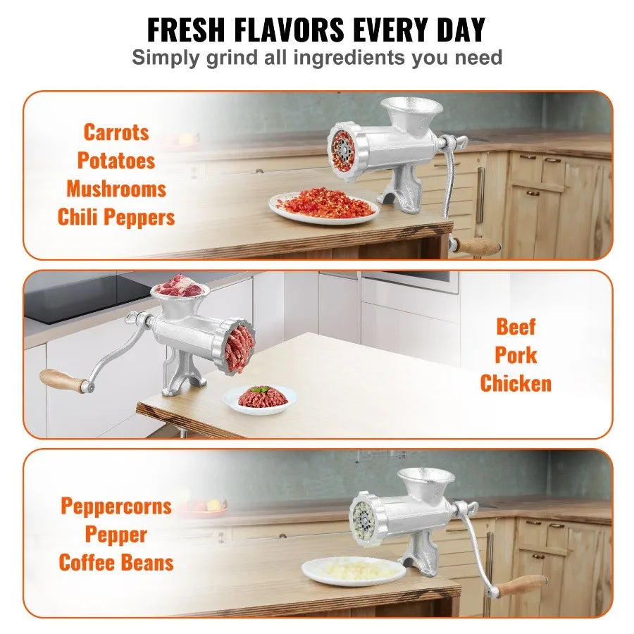 Manual Meat Grinder Heavy Duty Cast Iron Hand Meat Grinder with Steel Table Clamp Meat Minr Sausage Maker with 1 Cutting Blade