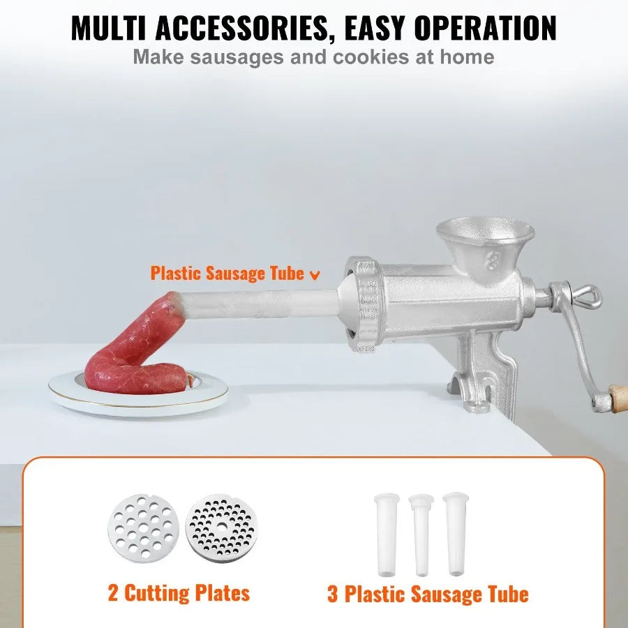 Manual Meat Grinder Heavy Duty Cast Iron Hand Meat Grinder with Steel Table Clamp Meat Minr Sausage Maker with 1 Cutting Blade