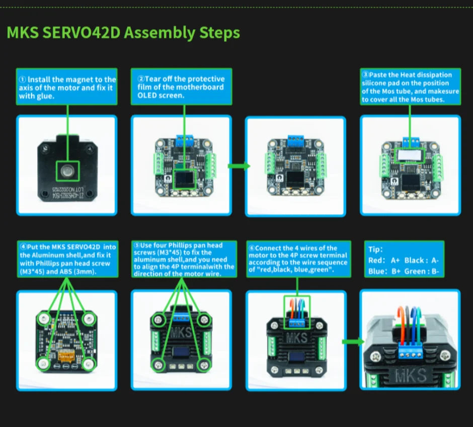 Makerbase MKS SERVO42D NEMA17 Closed Loop Stepper Motor Driver CNC 3D Printer For Gen_L FOC Quiet and Efficient