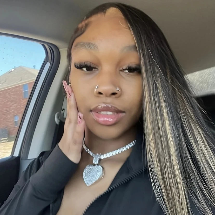 30 Inch Ombre Black With Blonde Highlight 13x4 Bone Straight Wigs Human Hair for Black Women 200 Density 613 Blonde Colored Wigs