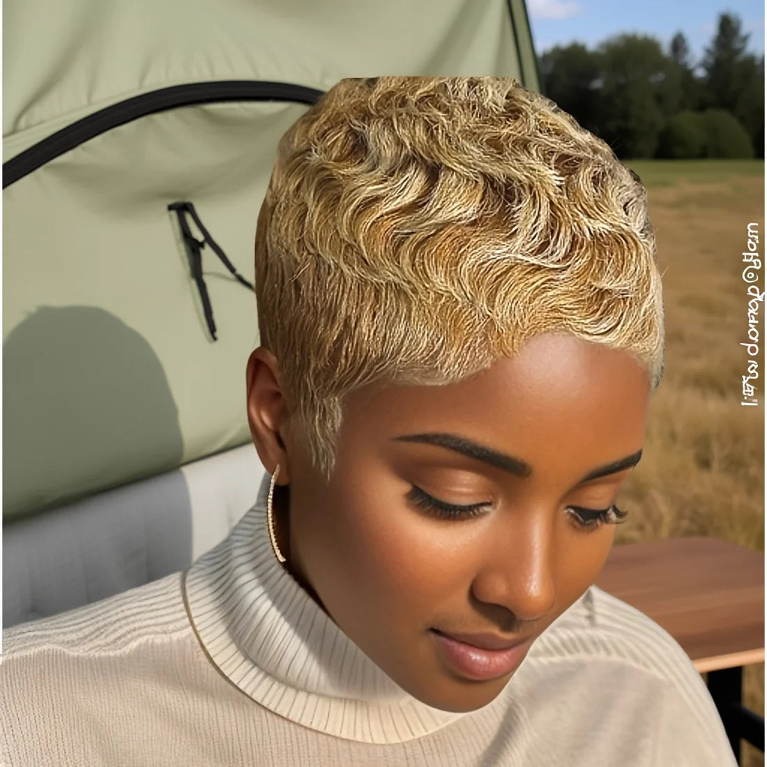 Short Pixie Cut Wigs with Bangs Human Hair Wigs for Women Blonde Color Pixie Wigs for Women Full Machine Made Wigs
