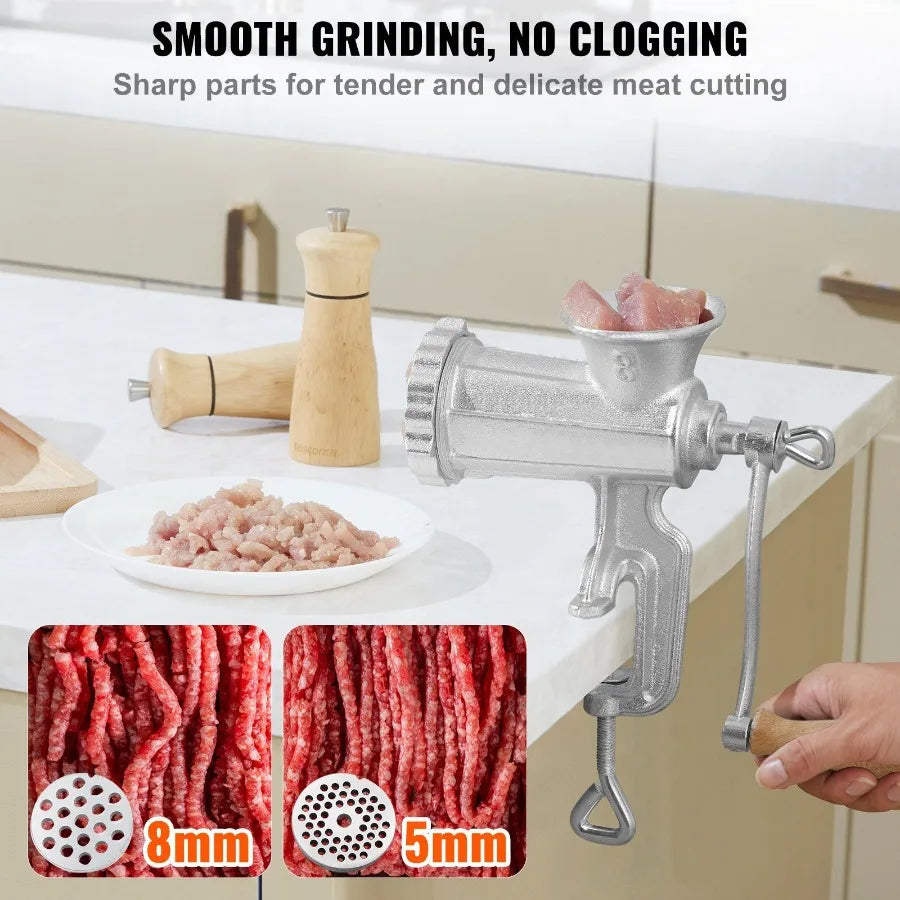 Manual Meat Grinder Heavy Duty Cast Iron Hand Meat Grinder with Steel Table Clamp Meat Minr Sausage Maker with 1 Cutting Blade