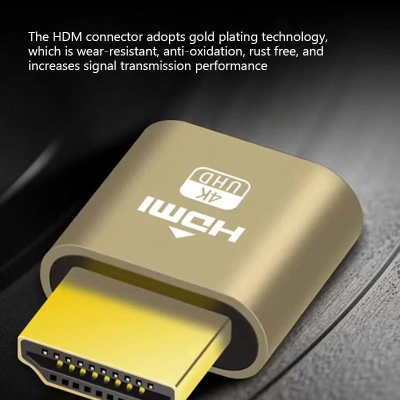 HDMI-compatible Dummy Plug Virtual Display Headless Ghost Display Emulator 4K DDC EDID Dummy Emulator Adapter For Bitcoin Mining