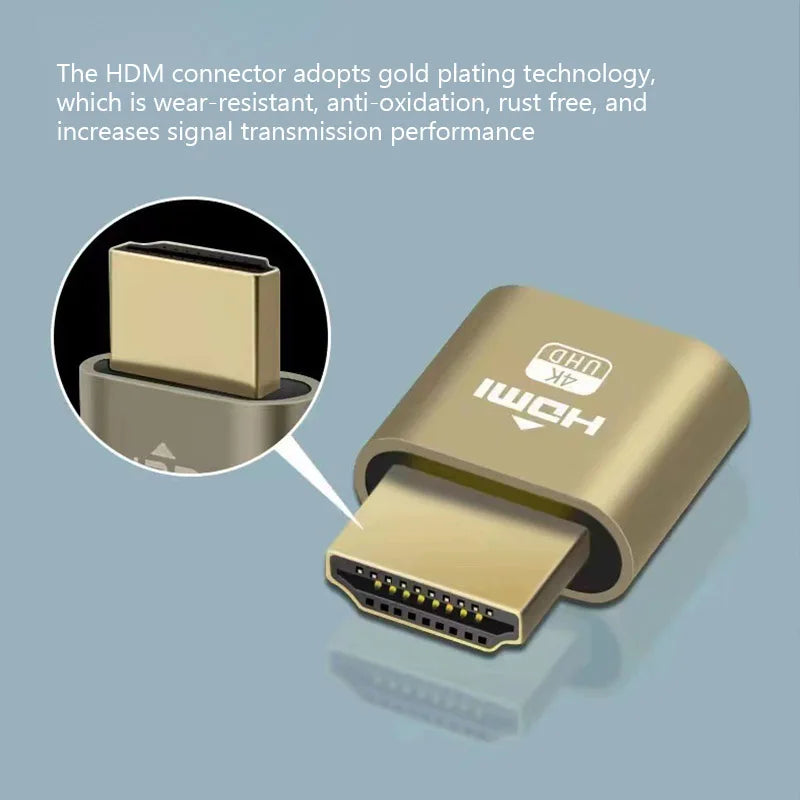 HDMI-compatible Dummy Plug Virtual Display Headless Ghost Display Emulator 4K DDC EDID Dummy Emulator Adapter For Bitcoin Mining